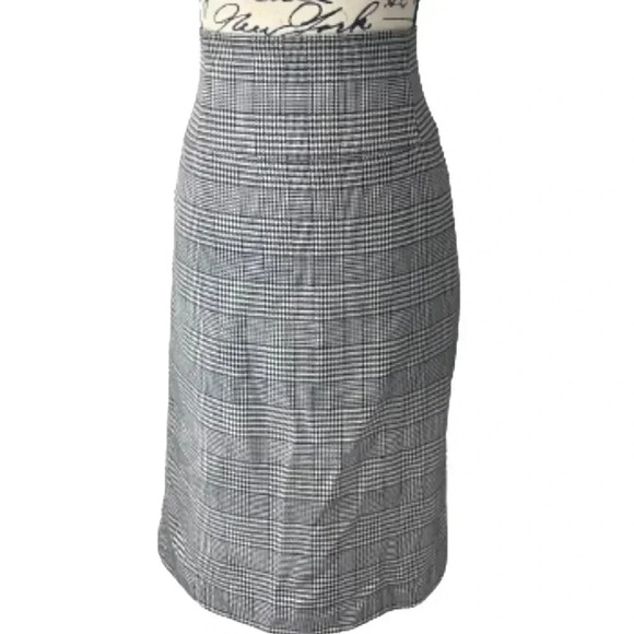 WORTHINGTON PENCIL SKIRT BLACK WHITE PLAID HIGH WAIST P STRETCH SIZE 12 LARGE - Picture 2 of 12